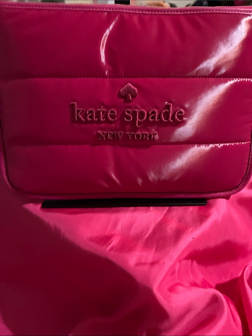 Kate Spade Hot Pink Quilted Shine Wristlet Pouch